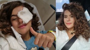 Apresentadora compartilhou nas redes sociais imagens com um tampão no olho após passar por procedimento