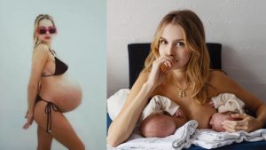 Um mês após dar à luz gêmeos, Isabella Scherer optou por mostrar em um registro super-realista como está sua barriga pós-parto