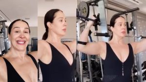 Claudia Raia mostra barrigão durante treino na academia; mas, afinal, grávidas podem fazer musculação?