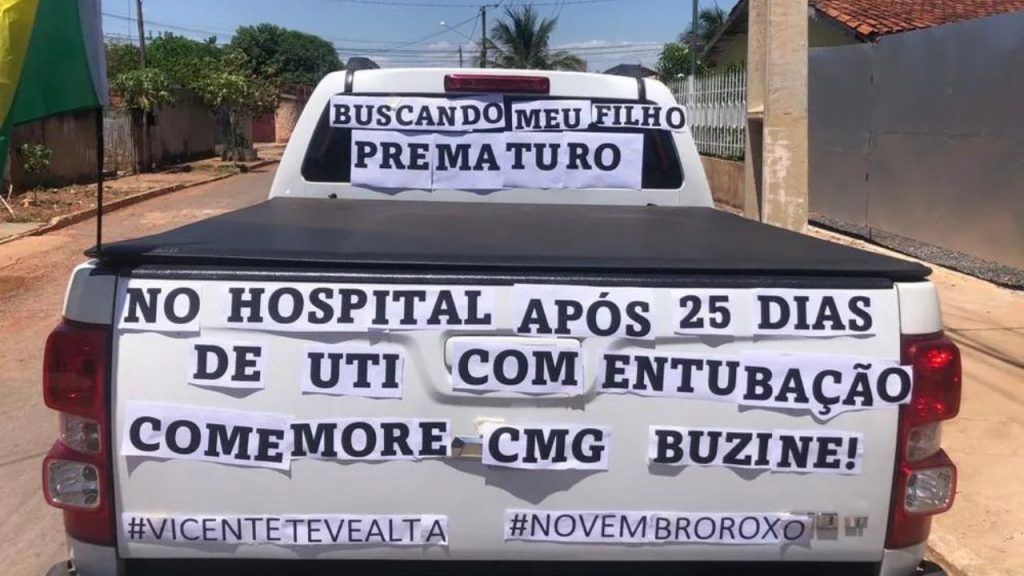 No MT, pai decora carro para buscar filho prematuro no hospital