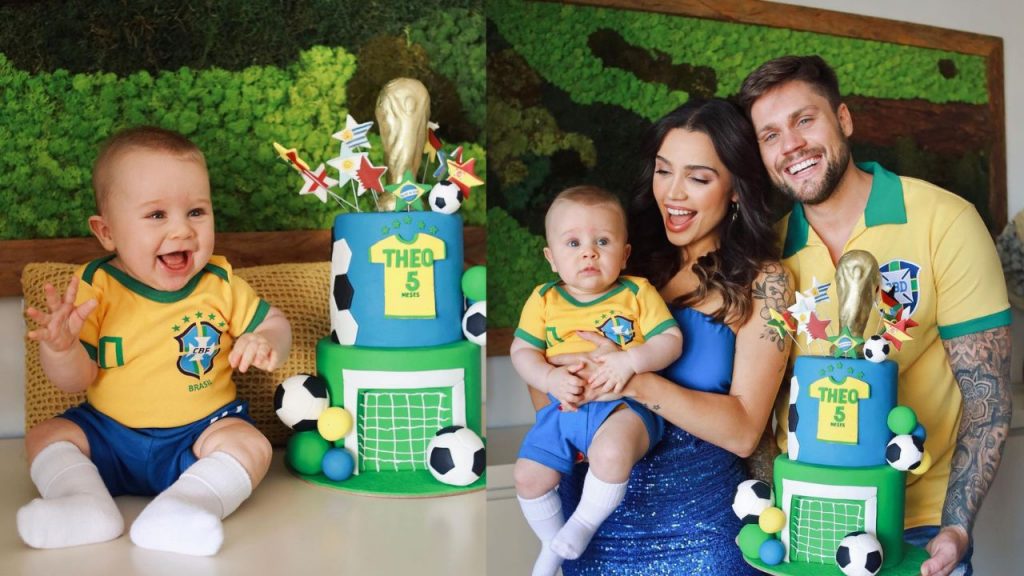 Clima de Copa do Mundo: Paula Amorim comemora 5 meses do filho, Theo