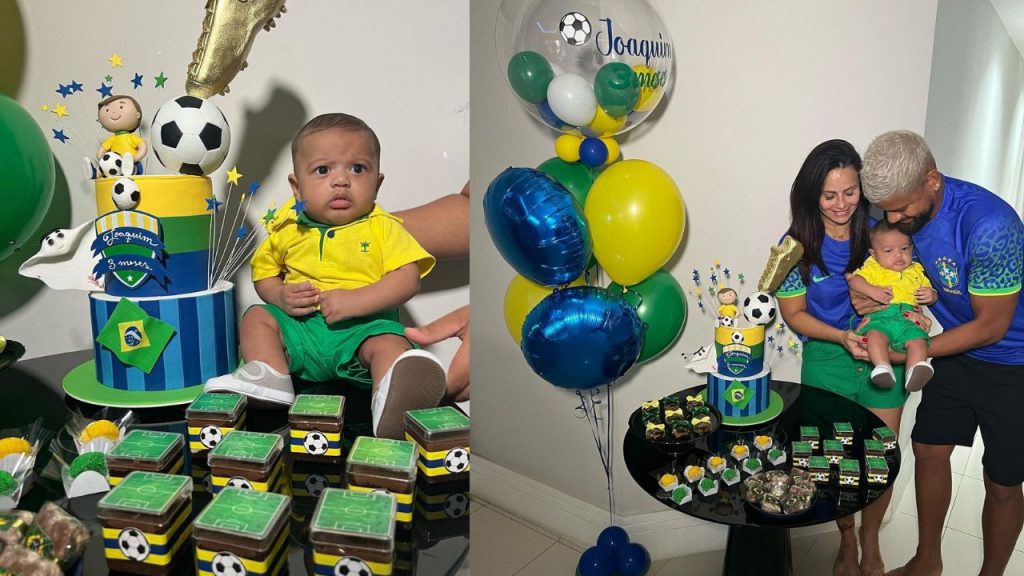 Em clima de Copa, Viviane Araújo celebra 3 meses de Joaquim: "Bem mais precioso"