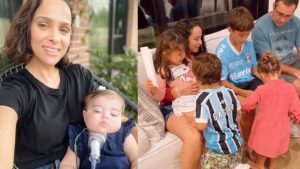 Com a família reunida, Leticia Cazarré celebra 10 meses de Maria Guilhermina